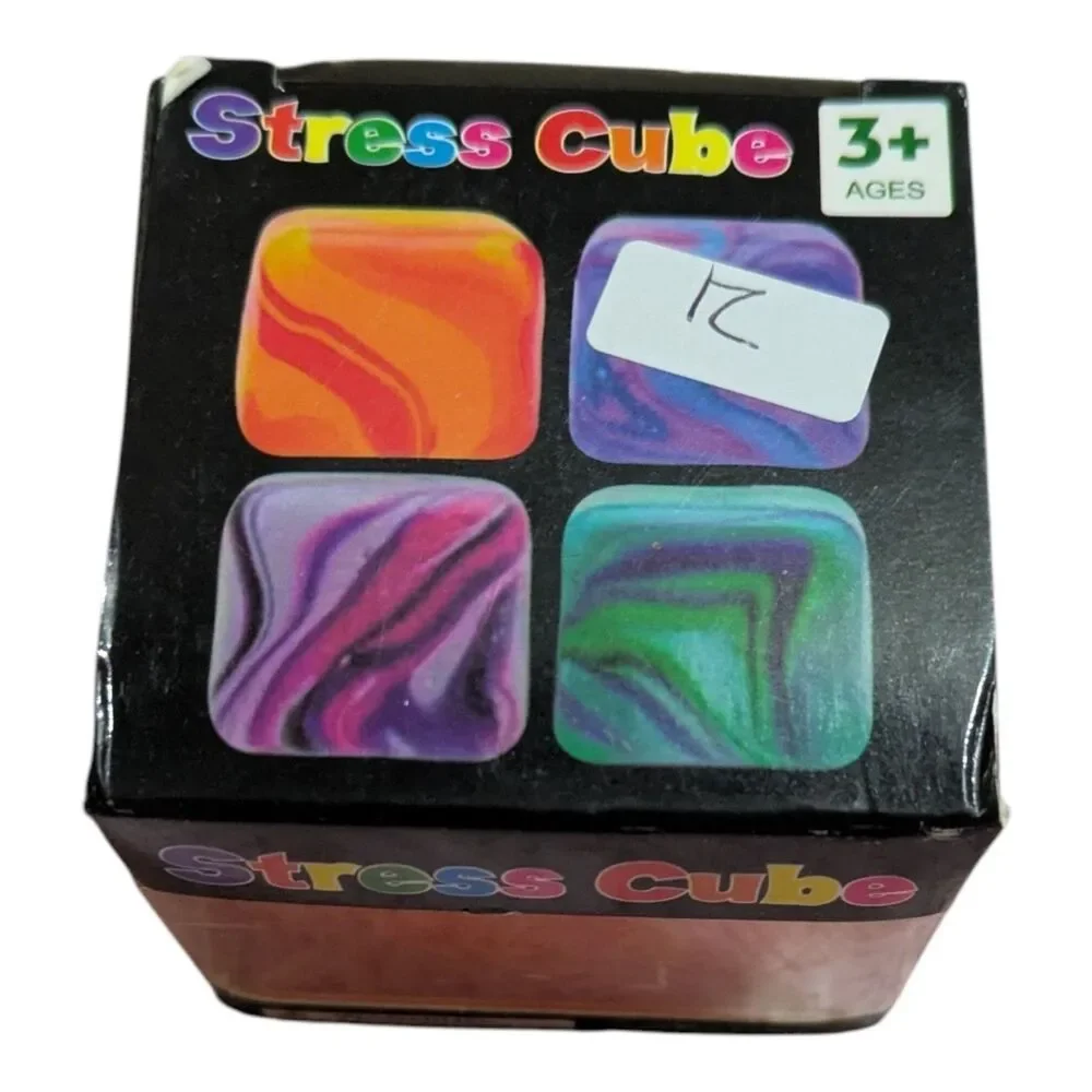 Marble Stress Cube Toy, Squishy Fidget Cube, 3+ Sensory Stress Relief Toy